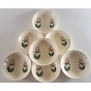 Universal Pottery Ballerina Small Berry Bowls White Rose 50s Ovenproof Set of 7